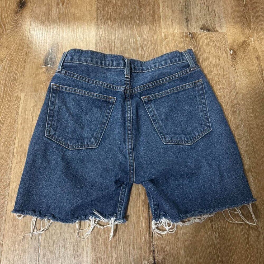 Reformation High Waisted Dark Blue Denim Shorts Size 26 - Picture 2 of 5